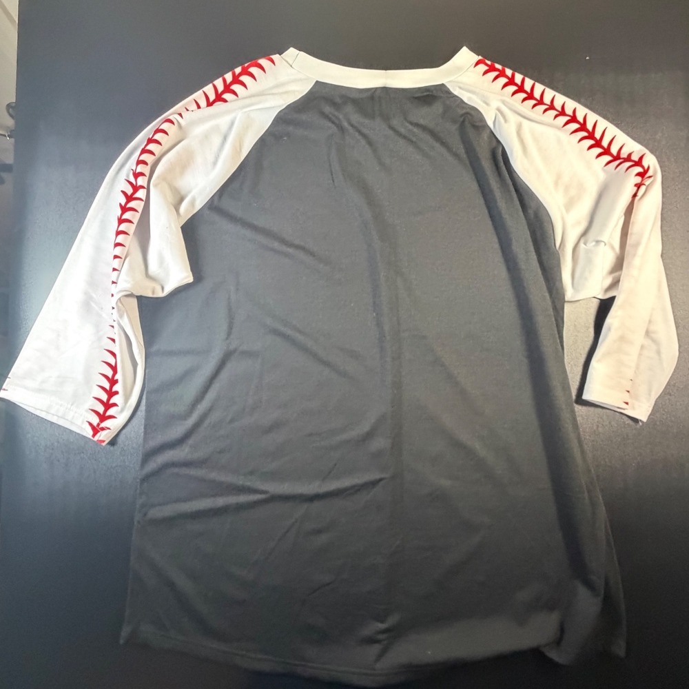 I-TEX Baseball Stitch Raglan Tee Grey White Red 3/4 Sleeve NWT Shirt XXL K9 - Picture 3 of 5
